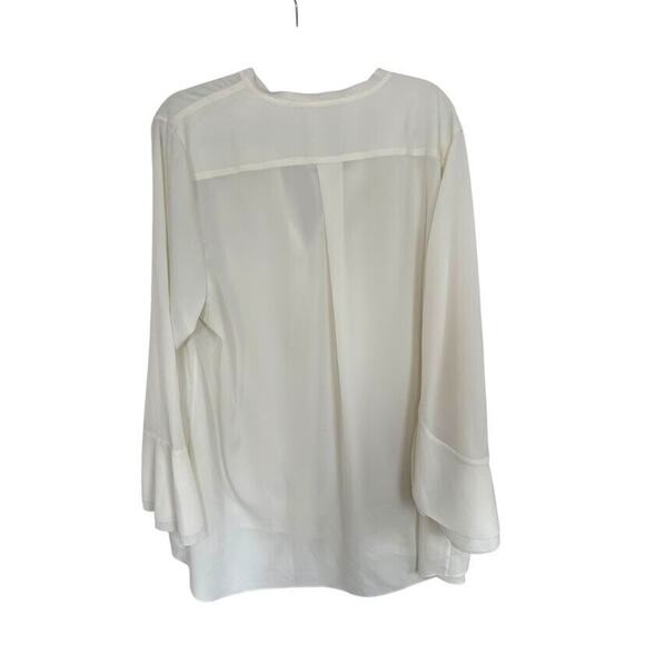 Soft Surroundings Ivory Bell Sleeve Blouse Top Plus Size 2X Office Minimalist - Picture 2 of 6